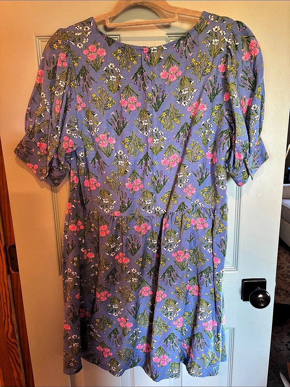 LOFT Floral Mini Dress in Blue & Pink Size 10